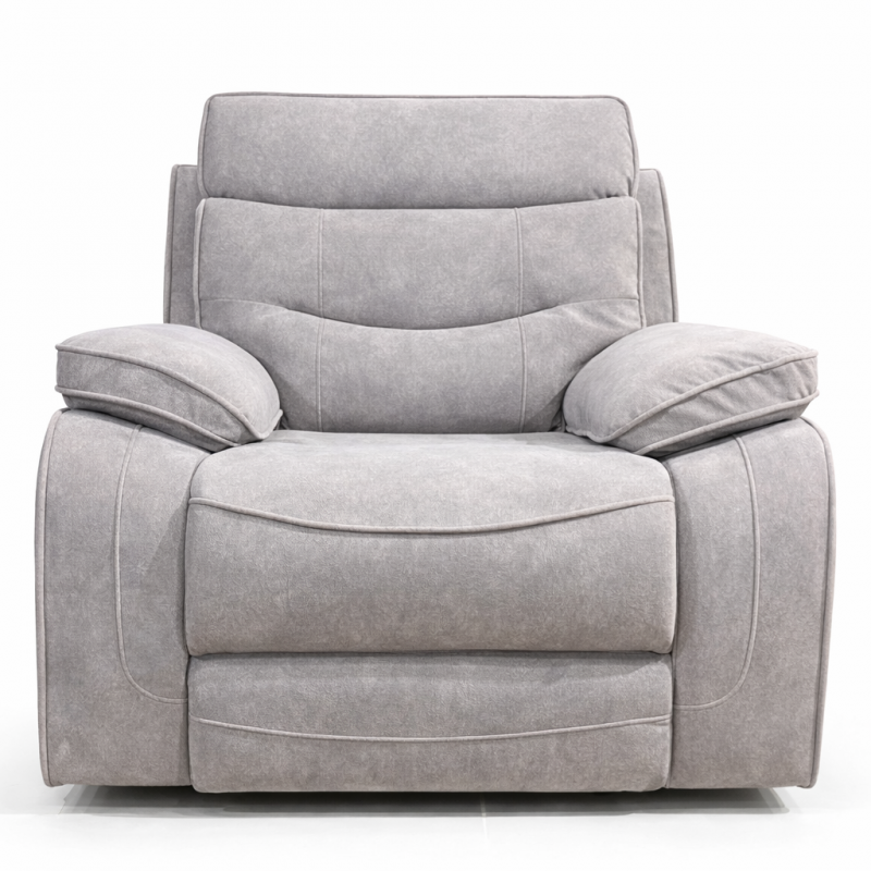 Burlington Recliner 1Str Fabric Leather Light Grey