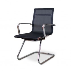 Linea Visitors Chair Chrome Mesh Fabric Model ALU 04