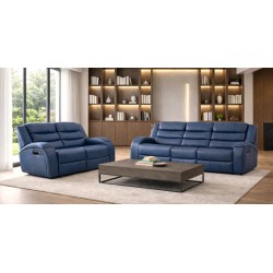 Veneto 3+2 Fabric Blue Leather Gel