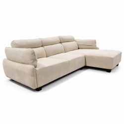 Comfy Corner RHF Chaise + LHF 2Str Fabric Beige