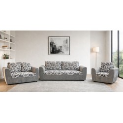 Lisa 3+2+1S Fab Light Grey W/Pattern Black Cushion