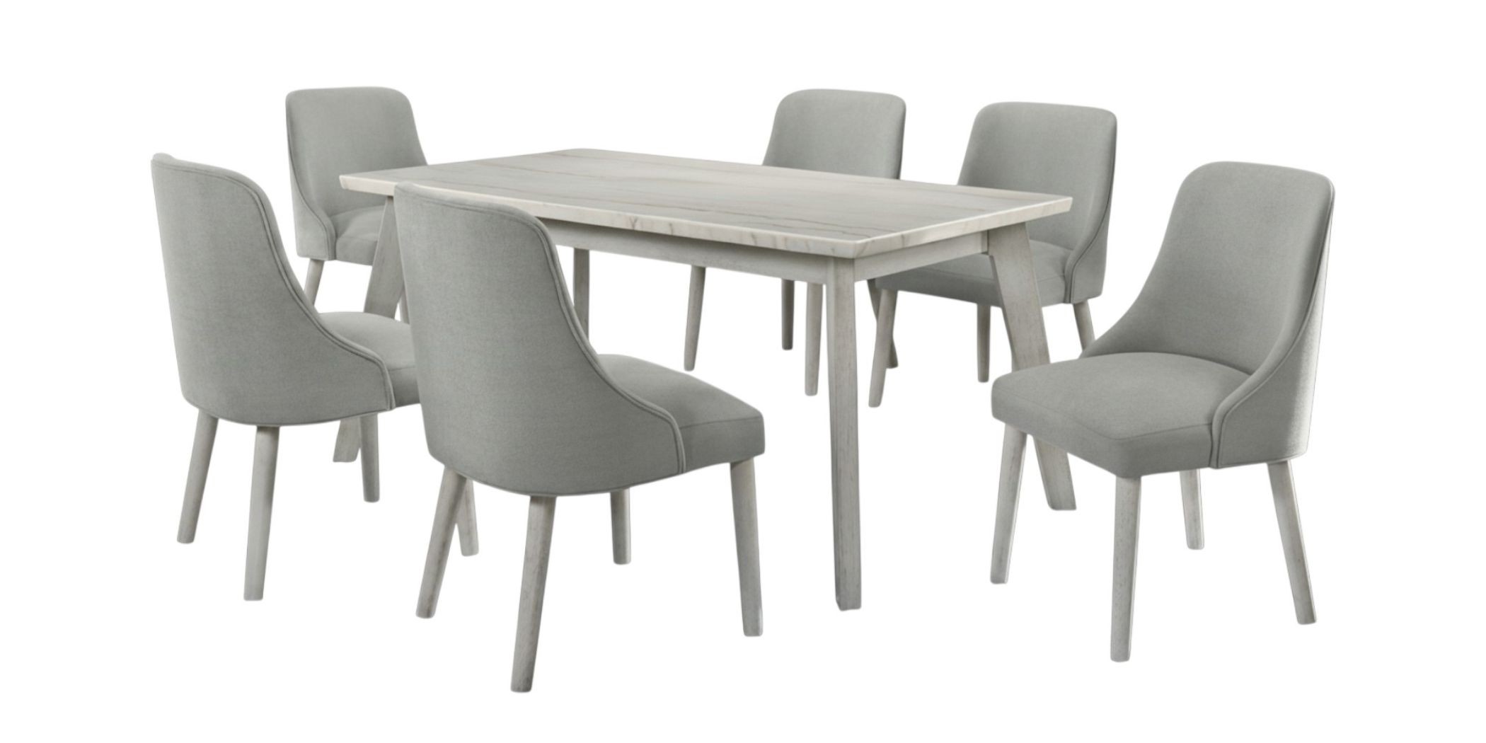 Vista Marble Table & 6 Chairs Antique White