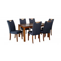 Qiana Marble Table & 6 Chairs Baltic & Grey