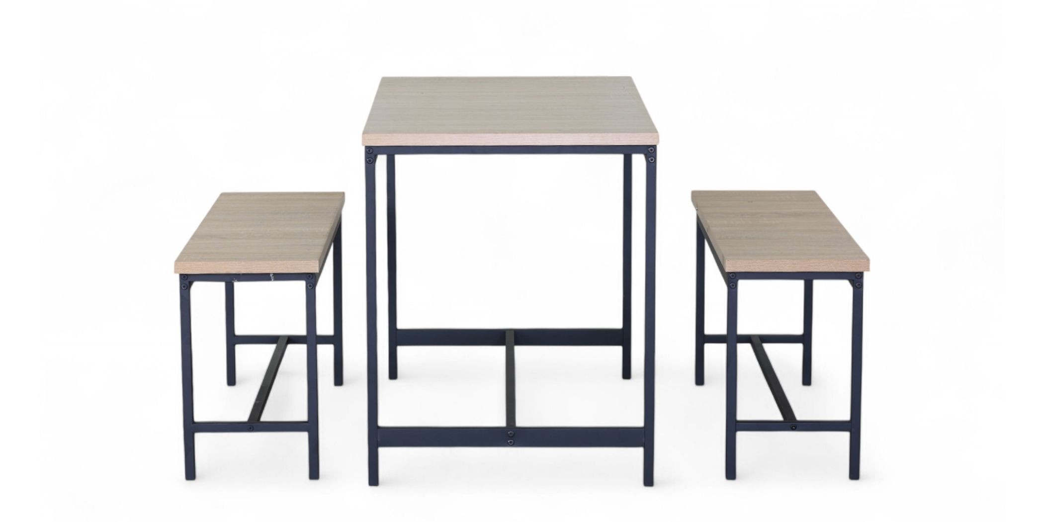 Vella Table & 2 Bench in Melamine Oak