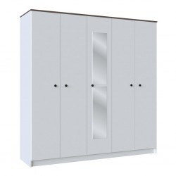 Pera Wardrobe 5 Doors White/L. Oak