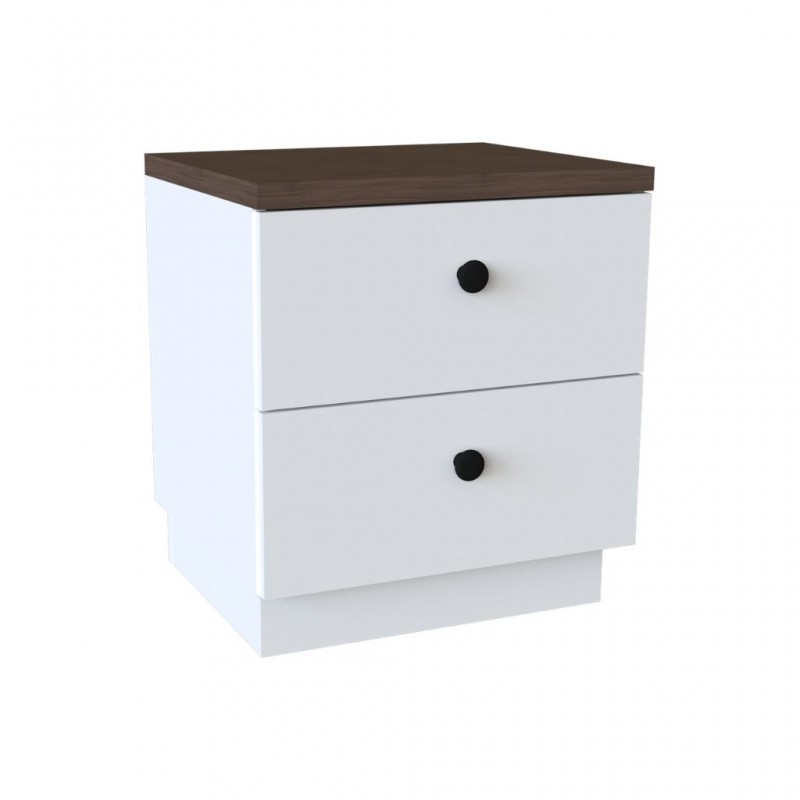 Pera Night Table With 2 Drws White/L. Oak