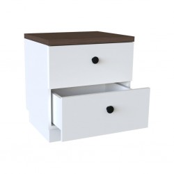 Pera Night Table With 2 Drws White/L. Oak