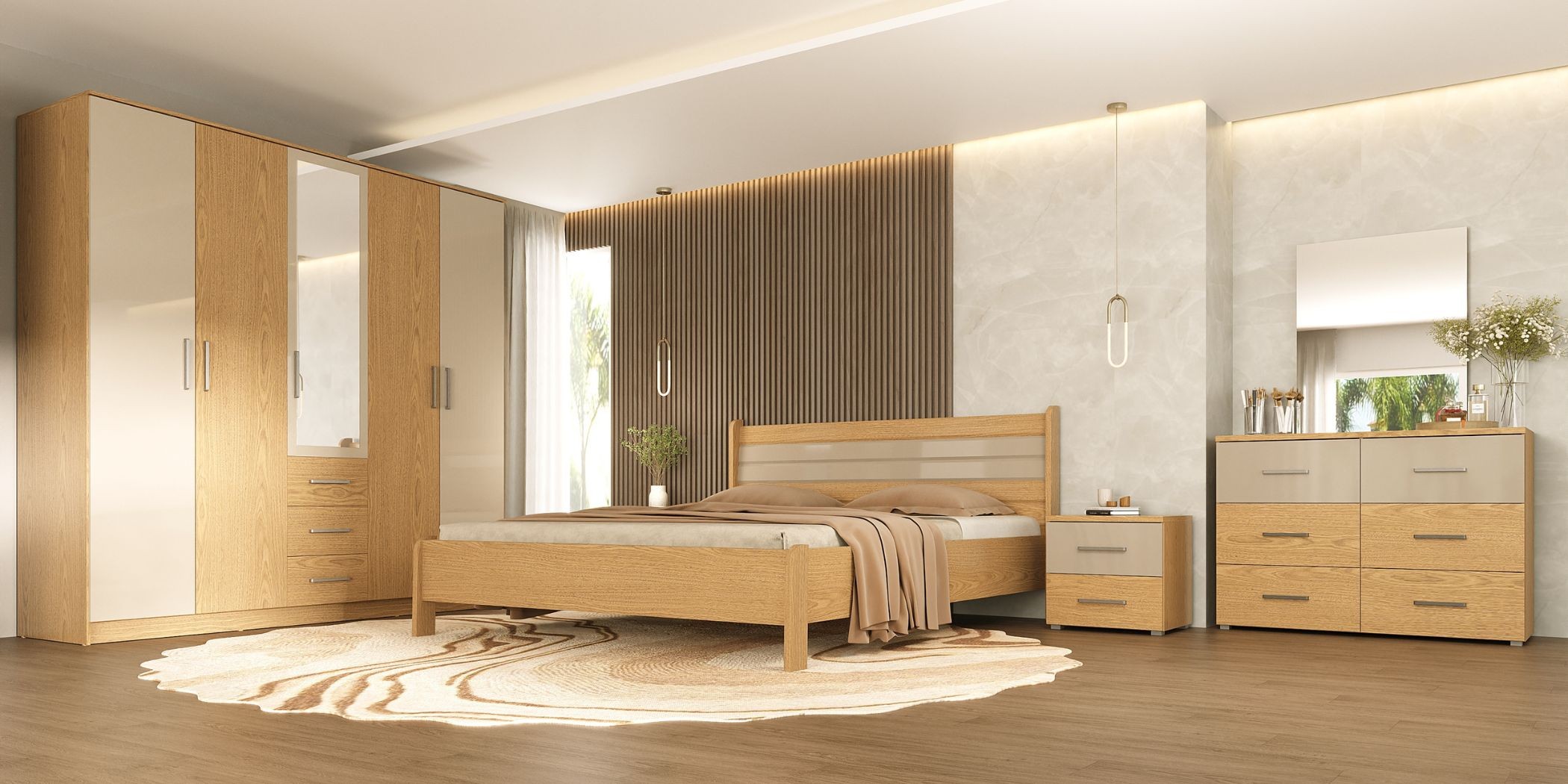 Wynwood Bedroom Set 180x200 cm Carvalho Mel
