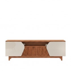 Helo Low TV Cabinet Off White/Freijo With 2 Doors & 2 Sliding Doors