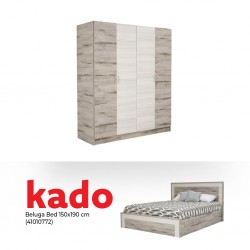 Beluga Wardrobe 4 Doors Paradise & San Marino & Free Beluga Bed 150x190 cm Paradise & San Marino
