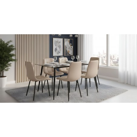 Fender Table and 6 Chairs Beige Smoky