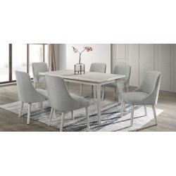 Vista Marble Table & 6 Chairs Antique White