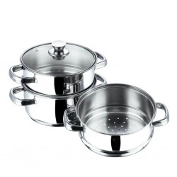 Vinod BSSH330 Stainless Steel 3Tier 30cm Steamer With Glass Lid