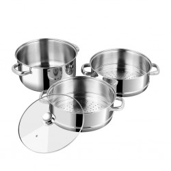 Vinod BSSH330 Stainless Steel 3Tier 30cm Steamer With Glass Lid