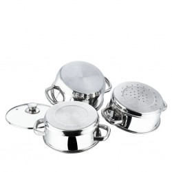 Vinod BSSH330 Stainless Steel 3Tier 30cm Steamer With Glass Lid