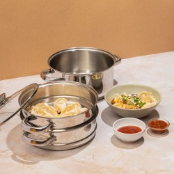 Vinod BSSH330 Stainless Steel 3Tier 30cm Steamer With Glass Lid