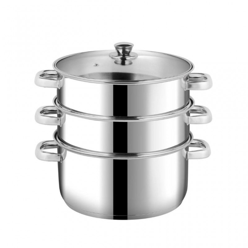 Vinod BSSH330 Stainless Steel 3Tier 30cm Steamer With Glass Lid