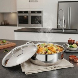 Vinod PCLP32 Chef's Lagan 8L - 32cm Shallow Pot Platinum Triply Stainless Steel