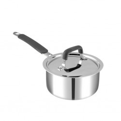 Vinod PLXS3 Platinum Triply Luxe Set of 3: 24cm Deep Kadai W/Lid, 16cm Saucepan W/Lid, 22cm Frypan