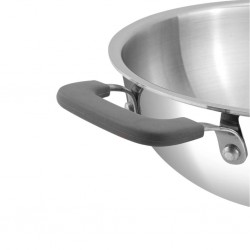 Vinod PLXS3 Platinum Triply Luxe Set of 3: 24cm Deep Kadai W/Lid, 16cm Saucepan W/Lid, 22cm Frypan