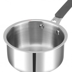 Vinod PLXS3 Platinum Triply Luxe Set of 3: 24cm Deep Kadai W/Lid, 16cm Saucepan W/Lid, 22cm Frypan