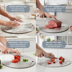 Kraft KCB305 30.5 cm Stainless Steel Circular Chopping Board