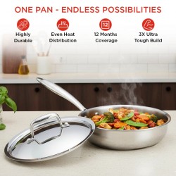 Vinod PXSTP24 Platinum Triply SAS Pro 24cm Sautepan With Lid