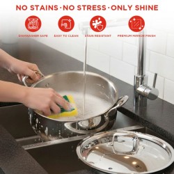 Vinod PCLP32 Chef's Lagan 8L - 32cm Shallow Pot Platinum Triply Stainless Steel