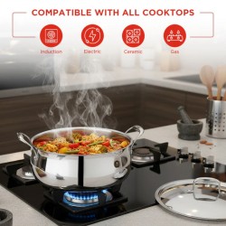 Vinod PCLP32 Chef's Lagan 8L - 32cm Shallow Pot Platinum Triply Stainless Steel