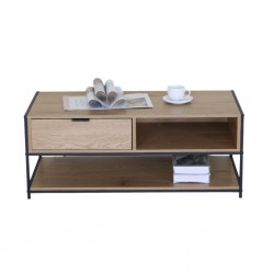 Flood Coffee Table With Drawer in Melamine Oak
