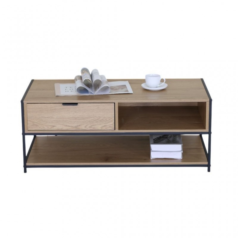 Flood Coffee Table With Drawer in Melamine Oak