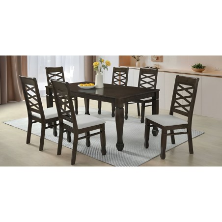 Nairobi Table & 6 Chairs Merlot In Rubberwood