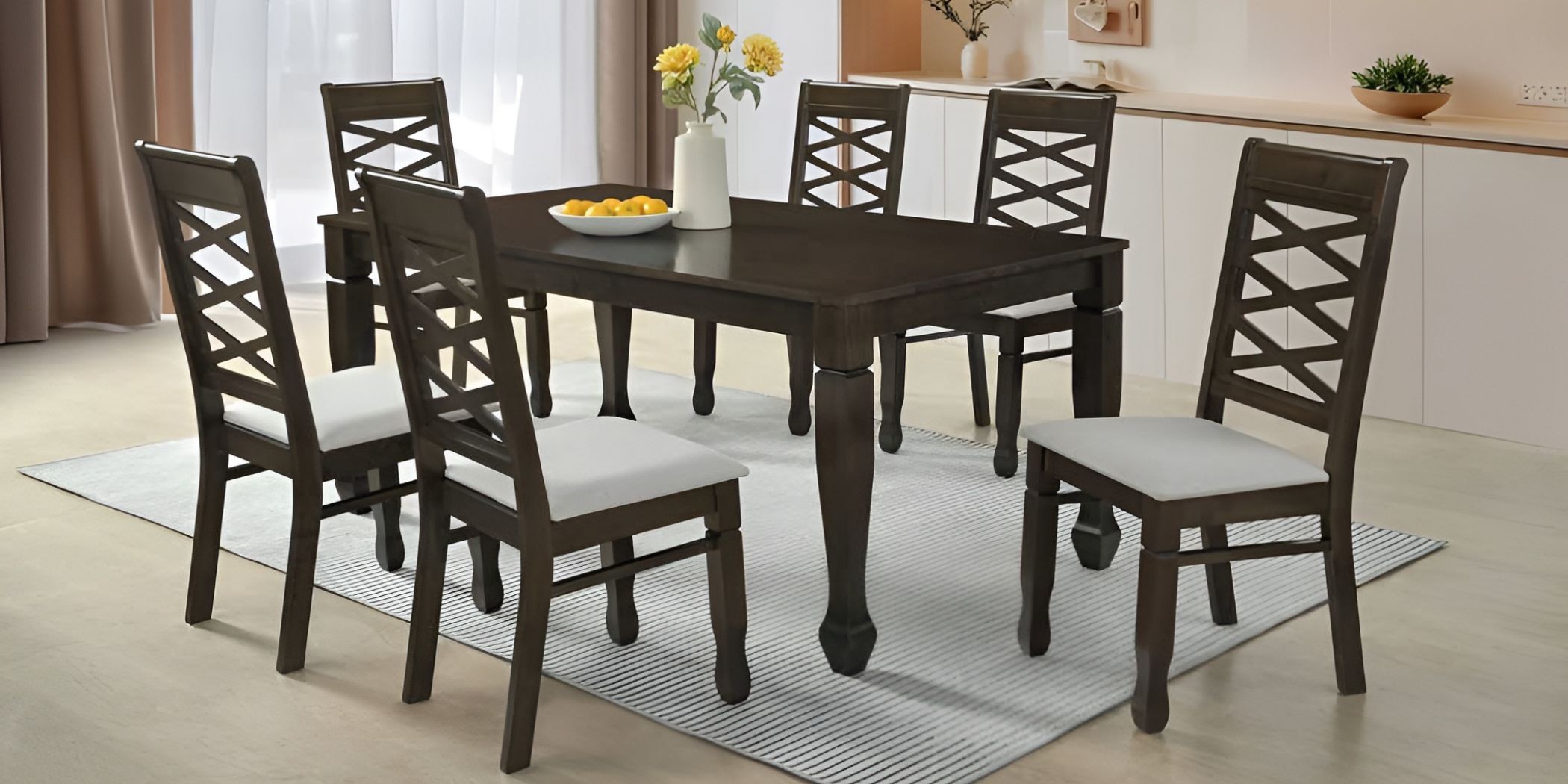 Nairobi Table & 6 Chairs Merlot In Rubberwood