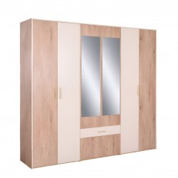 Finnley Wardrobe 6 Doors Aurous & Ivory In Particle Board