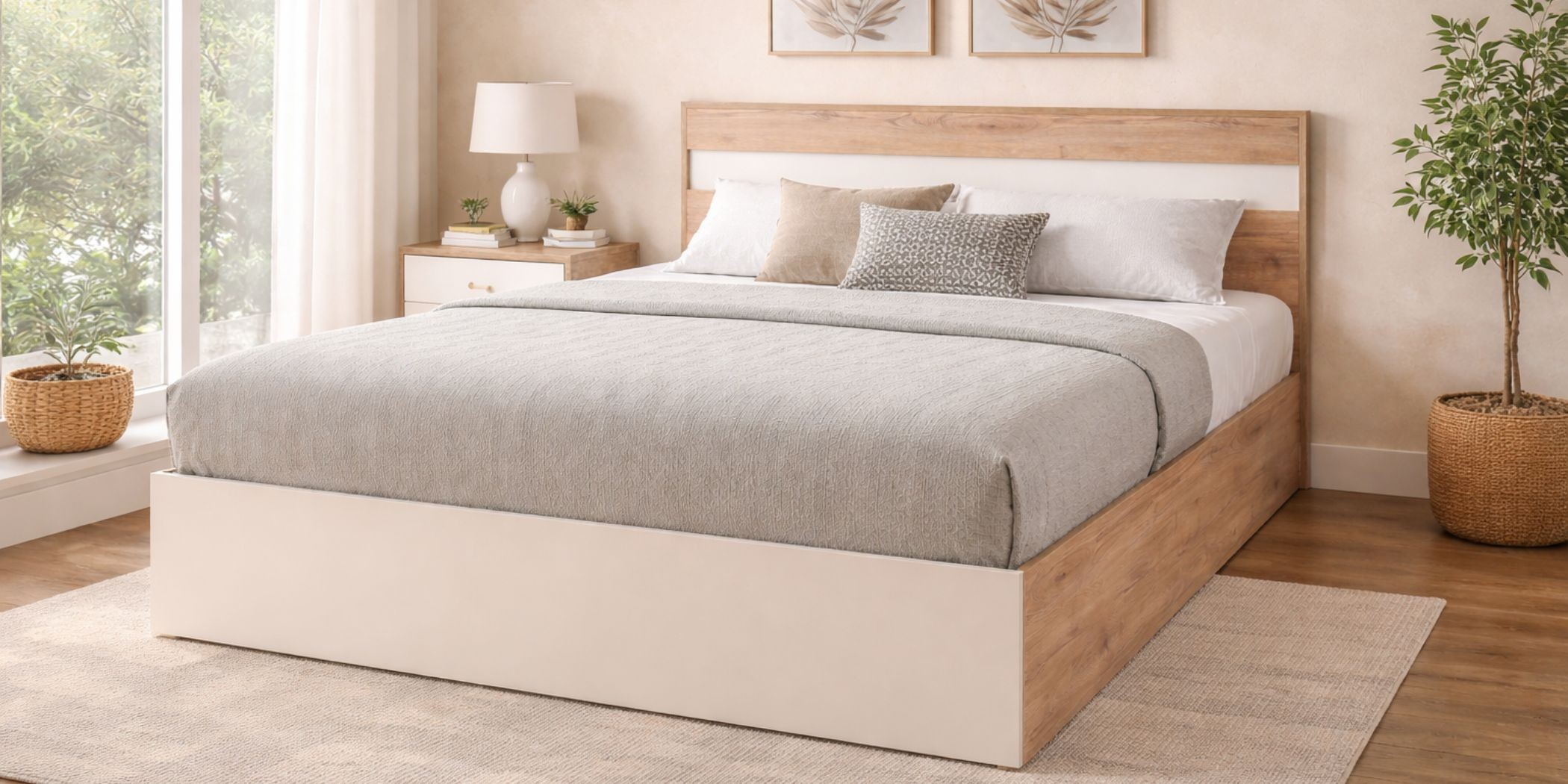 Finnley Bed 180x200 cm Aurous & Ivory In Particle Board