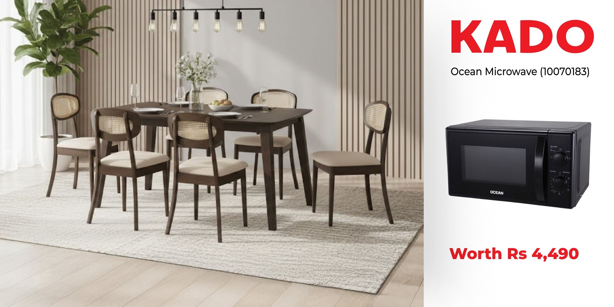 Laos Table & 6 Chairs Light Wenge & Free Ocean MWO 208 MB Microwave Oven