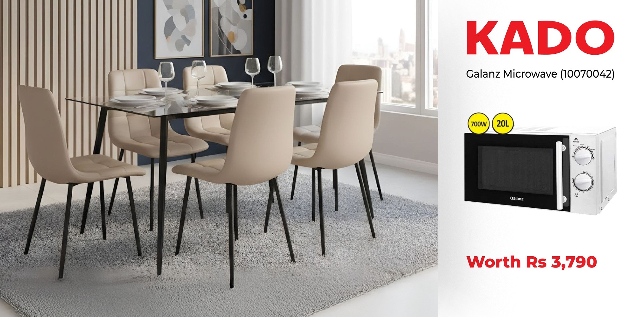 Fender Table and 6 Chairs Beige Smoky & Free Galanz GM20W Microwave Oven