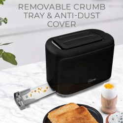 Mayer MMPT206 2-Slice Pop UP Black Toaster With Anti-Dust Cover