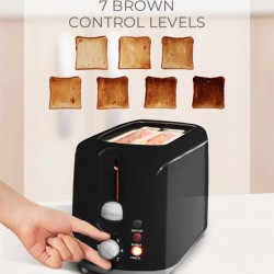 Mayer MMPT206 2-Slice Pop UP Black Toaster With Anti-Dust Cover