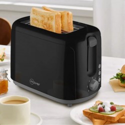 Mayer MMPT206 2-Slice Pop UP Black Toaster With Anti-Dust Cover