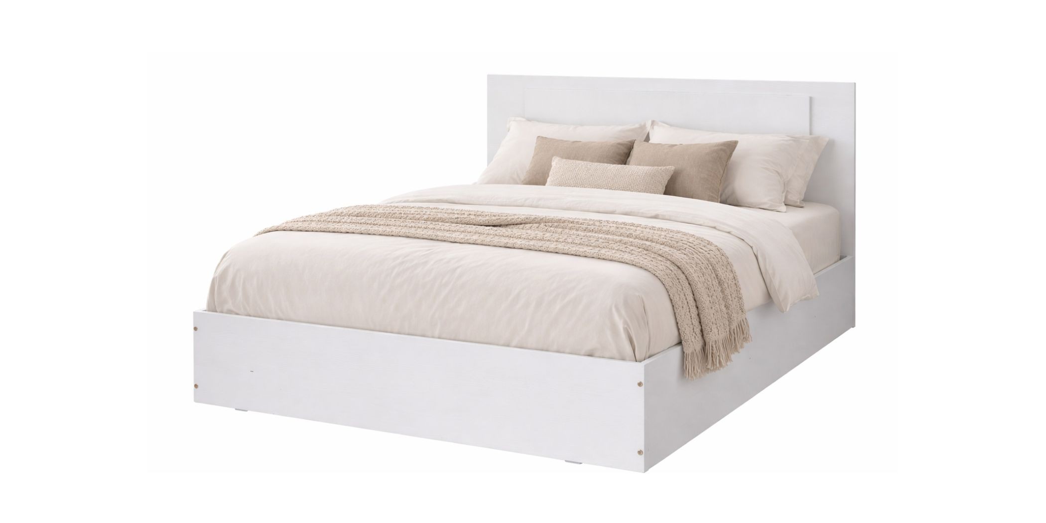 Grace Bed 150x190 cm MDF White Ash