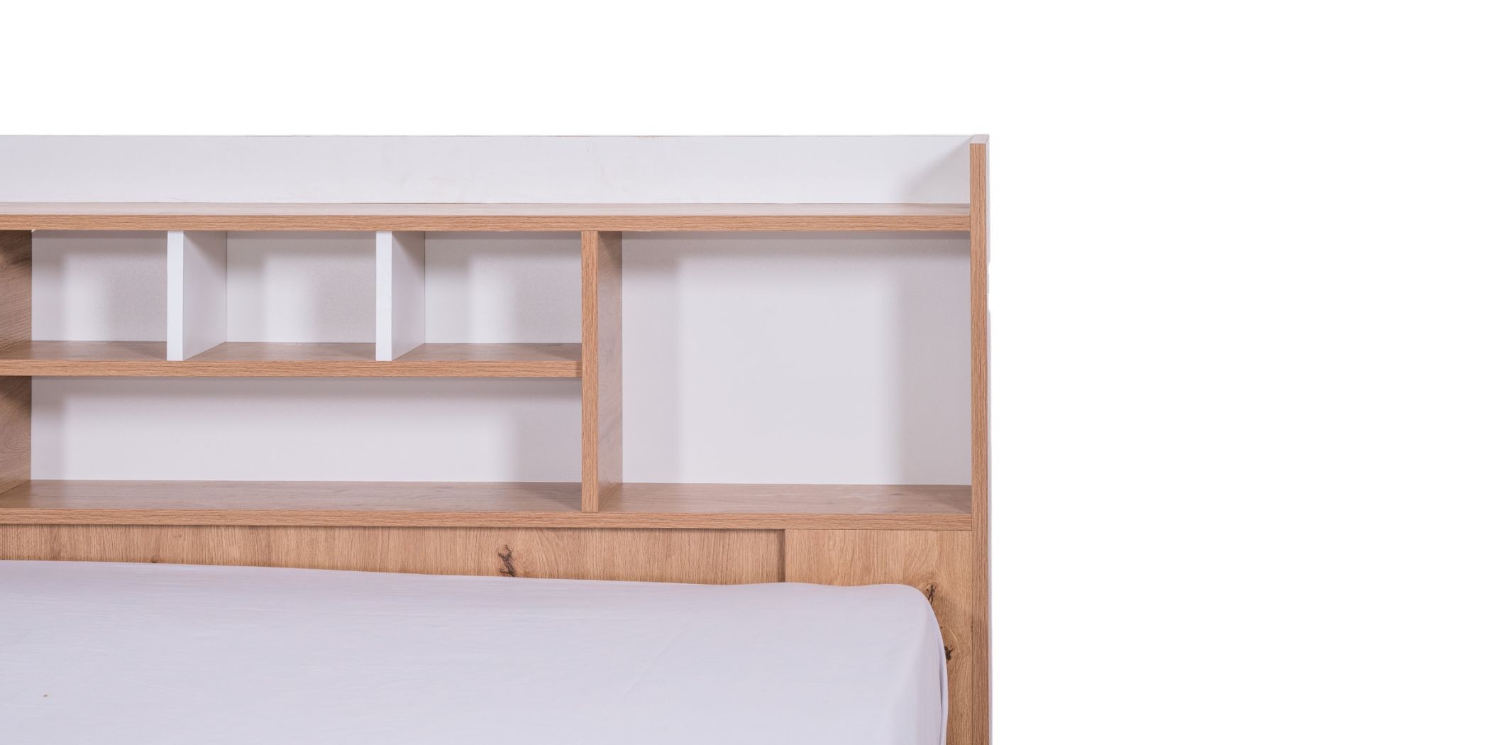 Neo Bed 150x190 cm MDF Red Oak and White