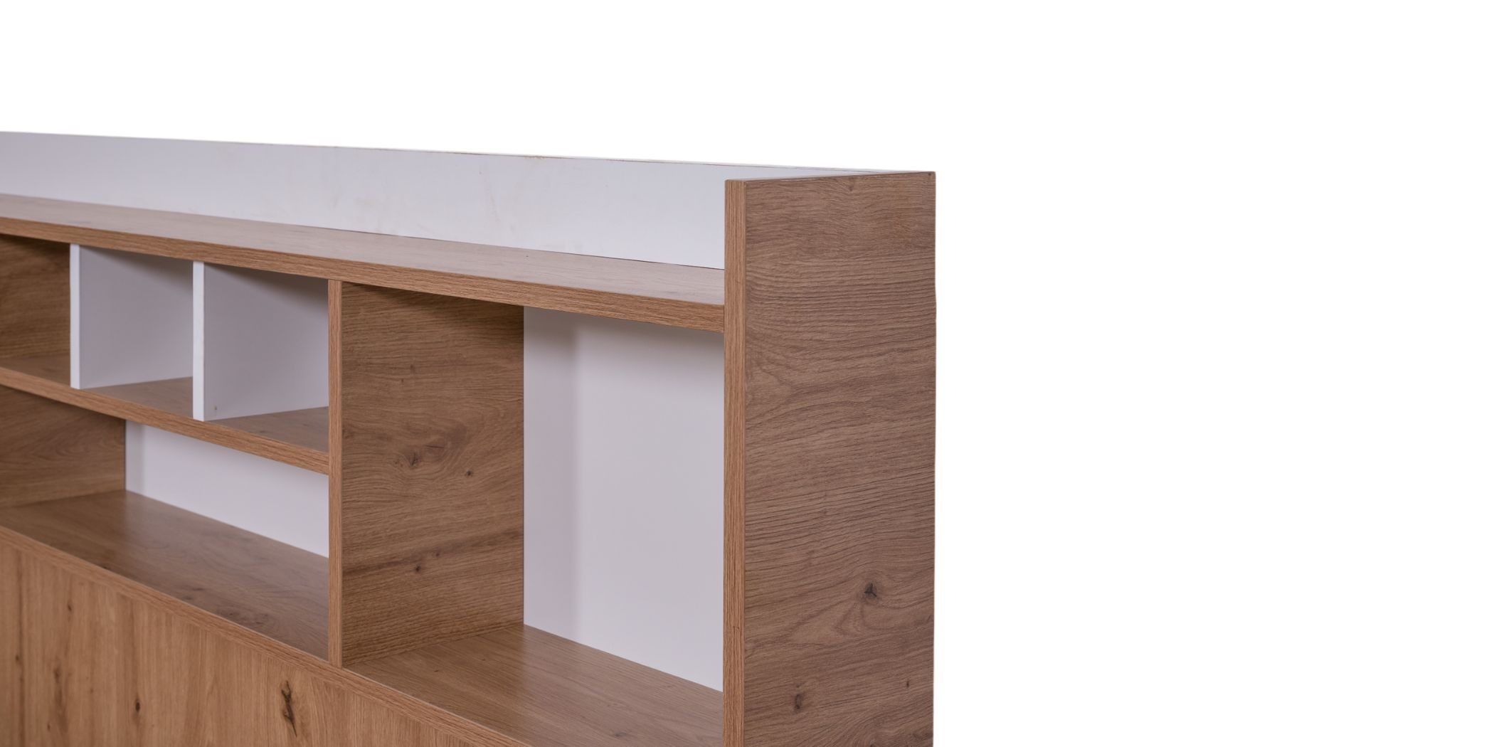Neo Bed 150x190 cm MDF Red Oak and White