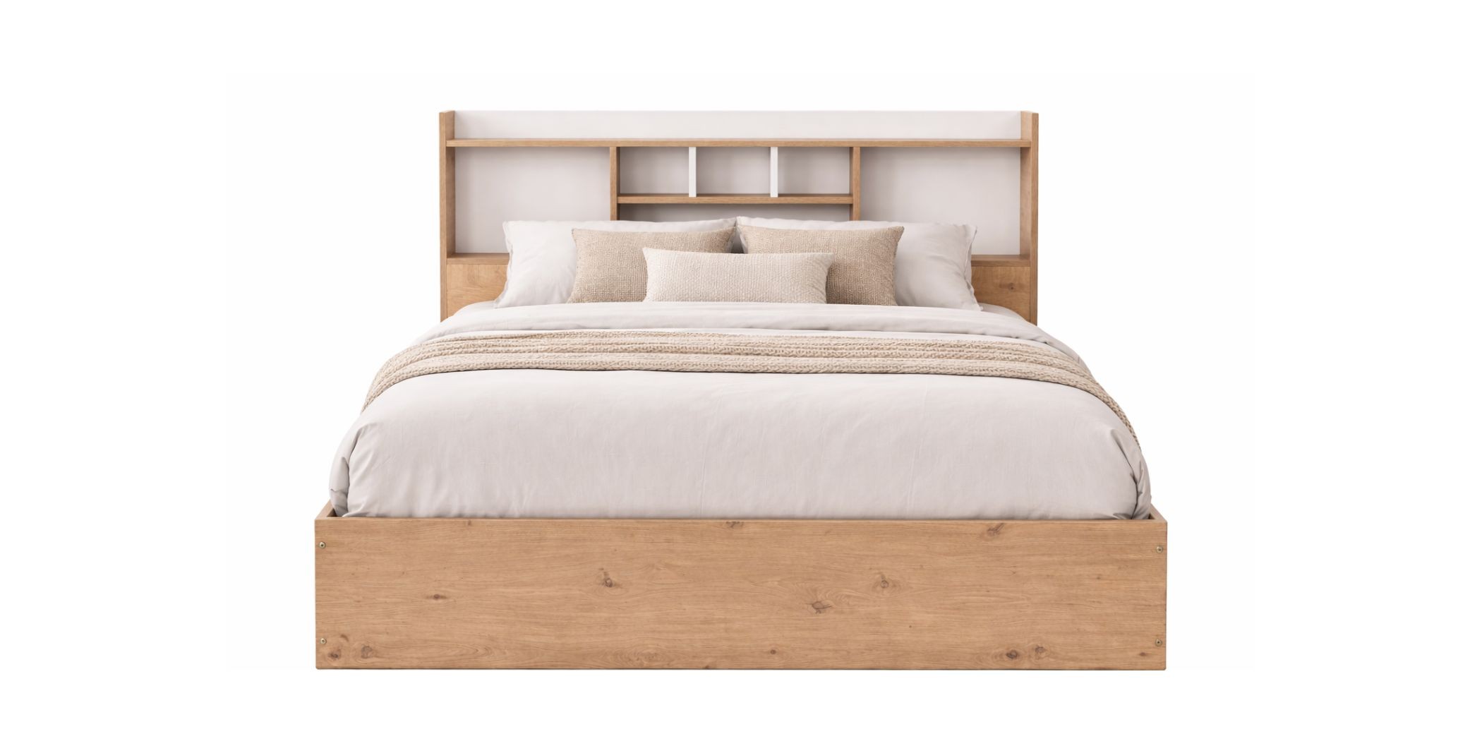 Neo Bed 150x190 cm MDF Red Oak and White