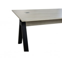 Hanoi Office Desk Larix White & Black Leg 150x80 cm In MDF
