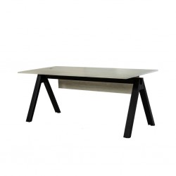 Hanoi Office Desk Larix White & Black Leg 180x80cm In MDF