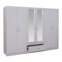 Grace Wardrobe 6 Doors MDF Ash Grey