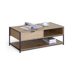 Flood Coffee Table With Drawer in Melamine Oak