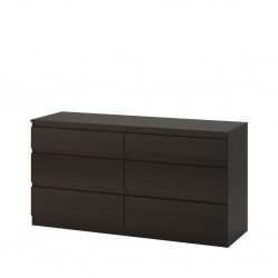 Ikea Kullen Chest Of 6 Drawers Black- Brown 70355733