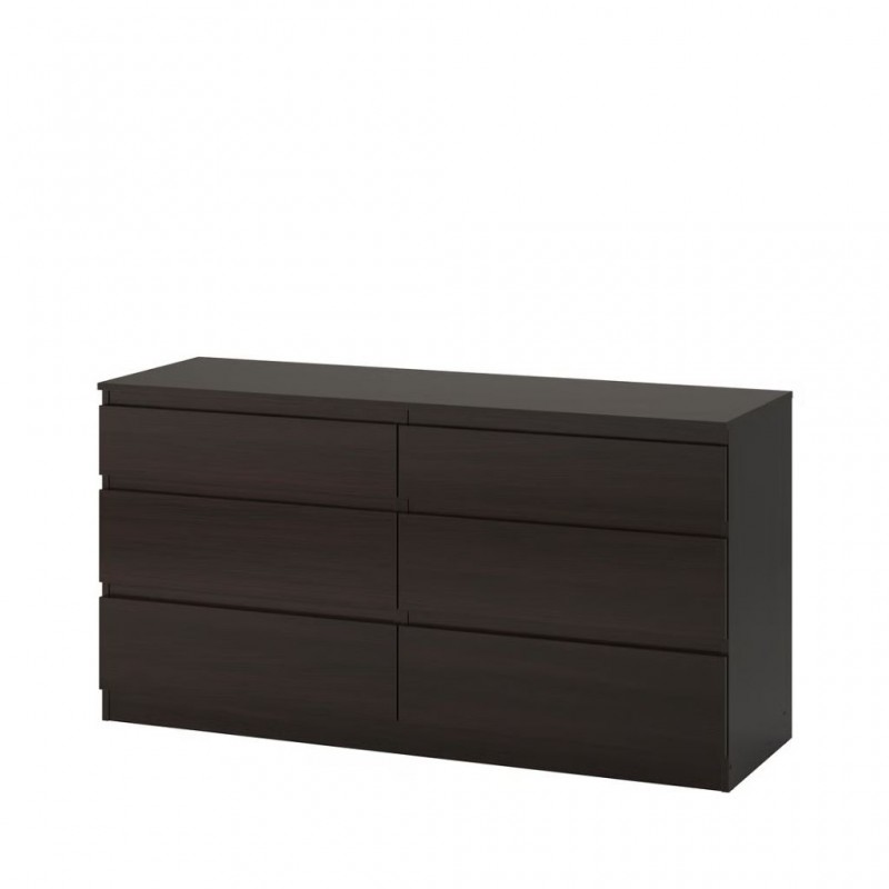 Ikea Kullen Chest Of 6 Drawers Black- Brown 70355733